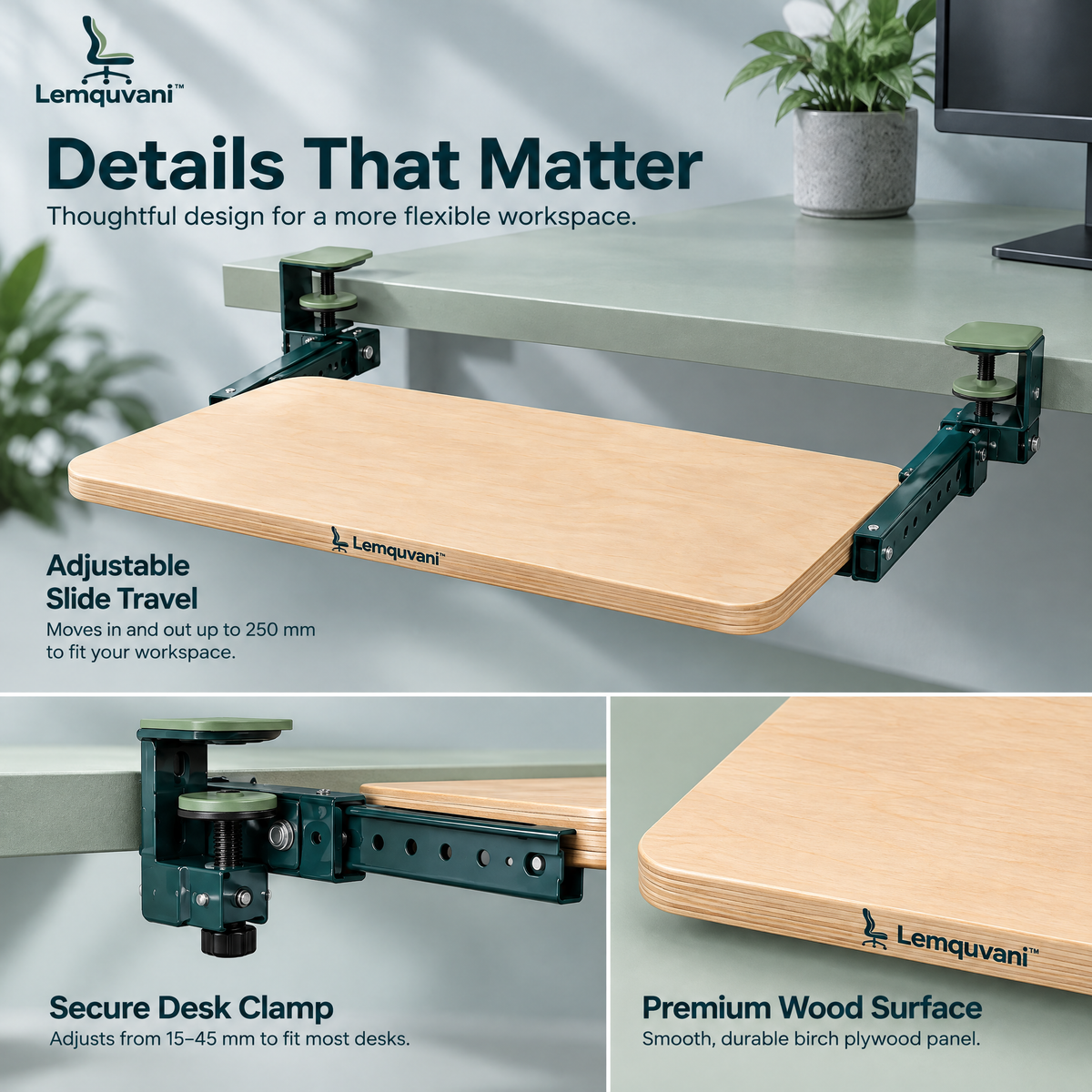 Lemquvani™ DeskGlide Keyboard Tray