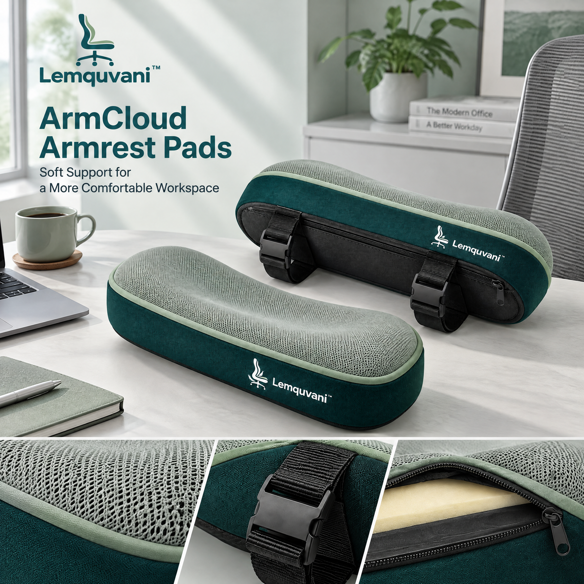 Lemquvani™ ArmCloud Adjustable Armrest Pads