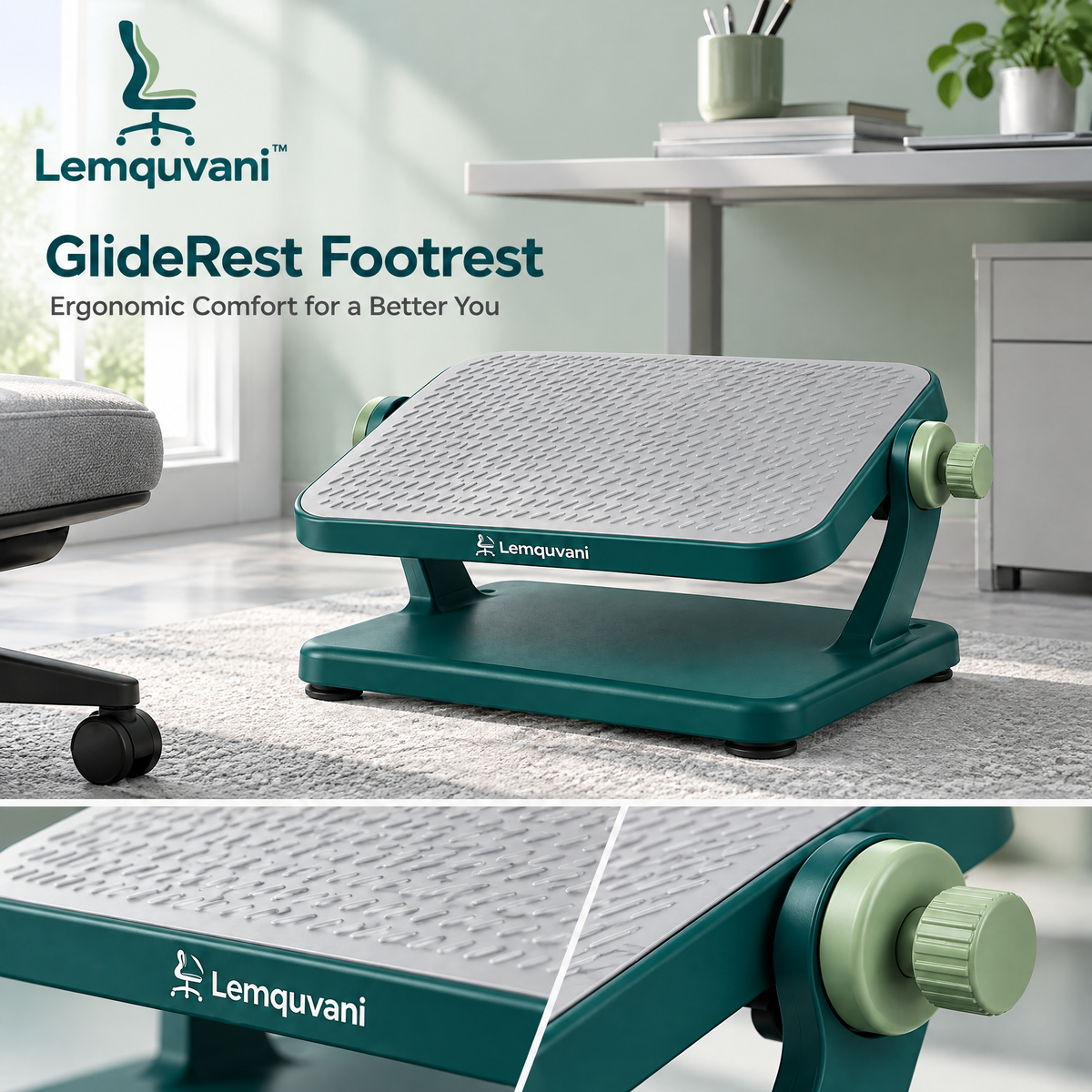 Lemquvani™ GlideRest Ergonomic Footrest