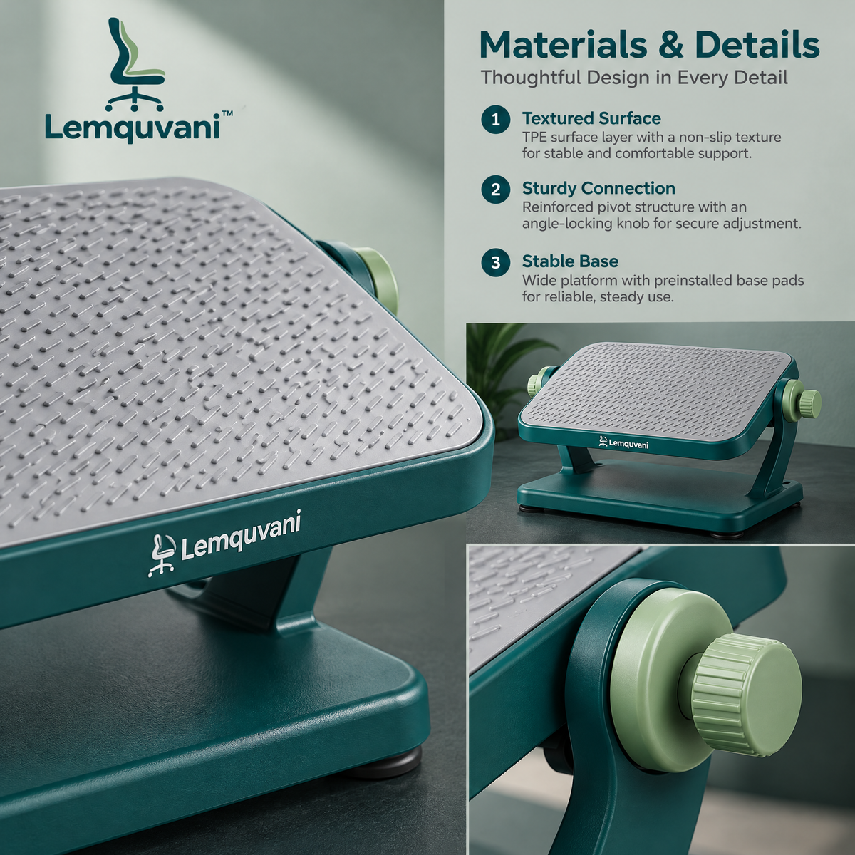 Lemquvani™ GlideRest Ergonomic Footrest