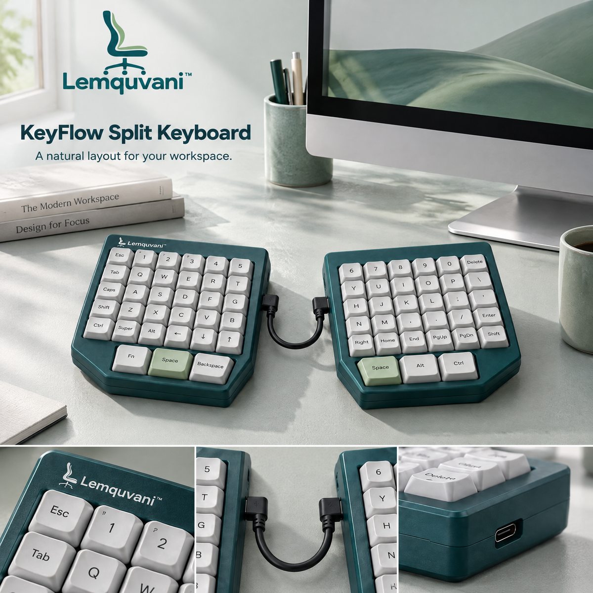 Lemquvani™ KeyFlow Split Keyboard